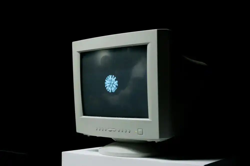Glowing pixels on a CRT monitor